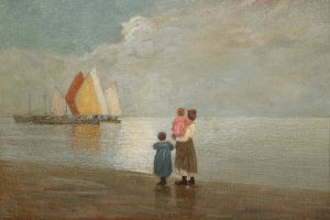 On the Beach by Pietro Fragiacomo Oil Painting