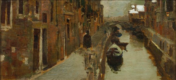 Main Product Photo of Venice, A View of a Winter Canal Painting by Pietro Fragiacomo