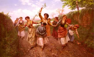 A Spring Festival by Pietro Gabrini Oil Painting