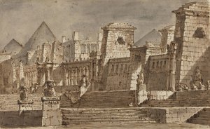 An Egyptian Stage Design by Pietro Gonzaga Oil Painting