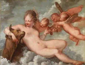 Venus accompanied by Libra and Taurus by Pietro Liberi Oil Painting