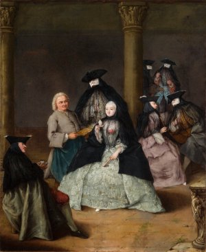 Masked Party in a Courtyard by Pietro Longhi Oil Painting