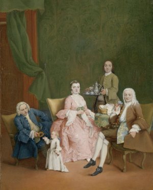 Portrait of a Venetian Family with a Manservant Serving Coffee by Pietro Longhi Oil Painting