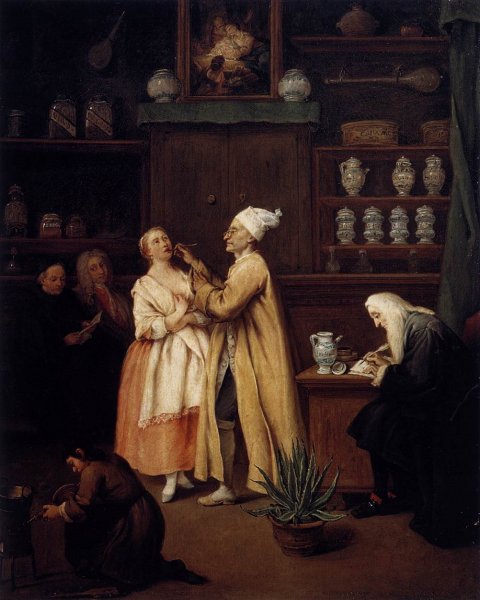 The Apothecary by Pietro Longhi - Hand-Painted Oil Painting Reproduction