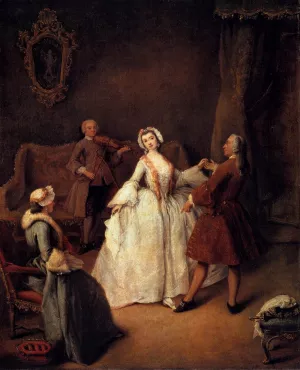 The Dancing Lesson by Pietro Longhi - Oil Painting Reproduction