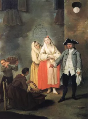 Vendor of Roast Meat by Pietro Longhi - Oil Painting Reproduction