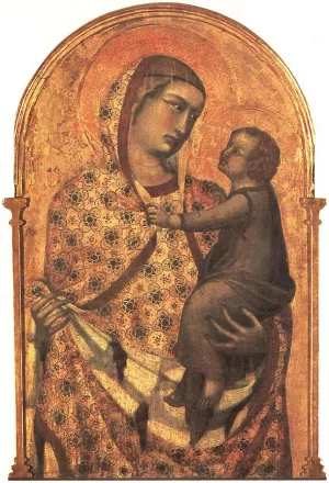 Madonna and Child Detail of a Polyptych by Pietro Lorenzetti - Oil Painting Reproduction