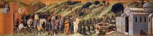 Predella Panel: St Albert Presents the Rule to the Carmelites by Pietro Lorenzetti Oil Painting