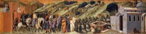 Predella Panel: St Albert Presents the Rule to the Carmelites by Pietro Lorenzetti - Oil Painting Reproduction