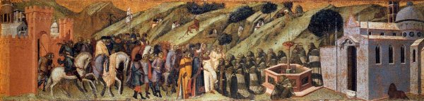 Predella Panel: St Albert Presents the Rule to the Carmelites by Pietro Lorenzetti - Hand-Painted Oil Painting Reproduction