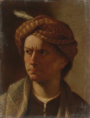Portrait Of A Man, Head And Shoulders, Wearing A Turban by Pietro Paolini Oil Painting