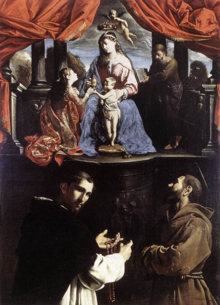 The Mystic Marriage of St Catherine of Alexandria by Pietro Paolini - Hand-Painted Oil Painting Reproduction