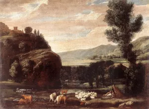 Landscape with Shepherds and Sheep Oil painting by Pietro Paolo Bonzi