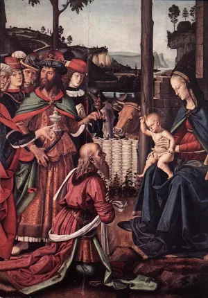 Adoration of the Kings Epiphany [detail] Oil painting by Pietro Perugino