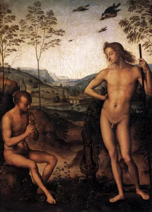 Apollo and Marsyas Oil painting by Pietro Perugino