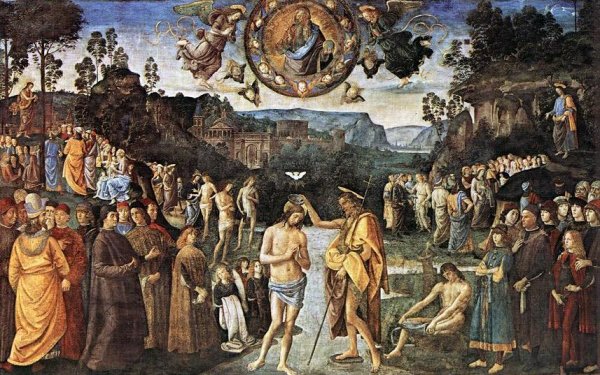 Main Product Photo of Baptism of Christ Painting by Pietro Perugino