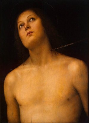 Bust of St Sebastian by Pietro Perugino Oil Painting