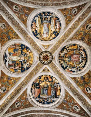 Ceiling with Four Medallions by Pietro Perugino Oil Painting