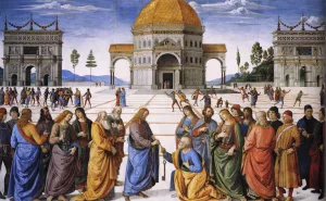 Christ Handing the Keys to St. Peter Oil painting by Pietro Perugino