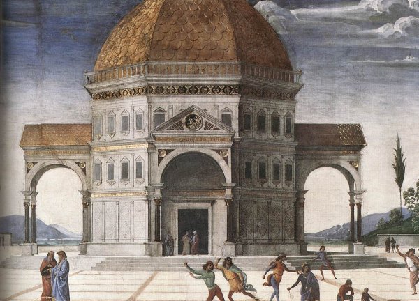 Main Product Photo of Christ Handing the Keys to St. Peter Detail Painting by Pietro Perugino