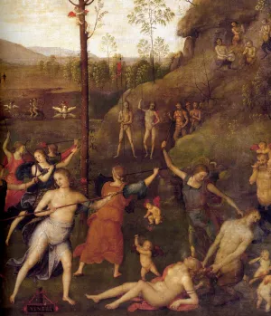 Combat of Love and Chastity Detail painting by Pietro Perugino