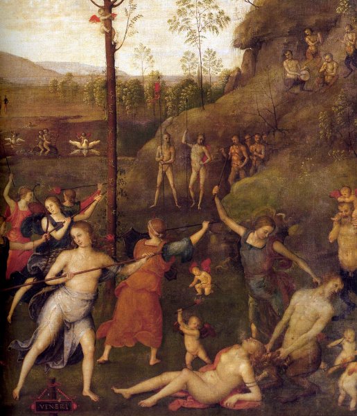 Combat of Love and Chastity Detail by Pietro Perugino - Hand-Painted Oil Painting Reproduction