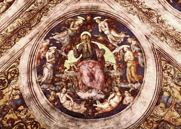 God the Creator and Angels by Pietro Perugino - Hand-Painted Oil Painting Reproduction