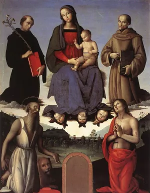 Madonna and Child with Four Saints Tezi Altarpiece by Pietro Perugino - Oil Painting Reproduction