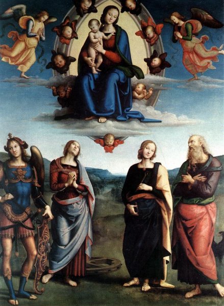 Main Product Photo of Madonna in Glory with the Child and Saints Painting by Pietro Perugino