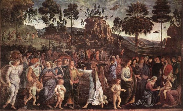 Main Product Photo of Moses's Journey into Egypt and the Circumcision of His Son Eliezer Painting by Pietro Perugino