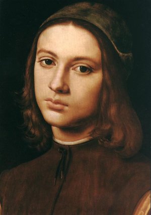 Portrait of a Young Man Detail Oil painting by Pietro Perugino
