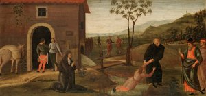 Saint Nicholas of Tolentino Rescuing a Boy from Drowning by Pietro Perugino Oil Painting