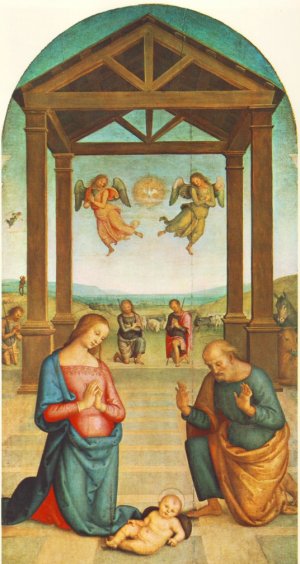St Augustin Polyptych: The Presepio Oil painting by Pietro Perugino