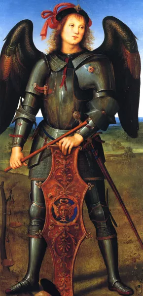 St. Michael Panel of the Polytych of Certosa di Pavia by Pietro Perugino Oil Painting