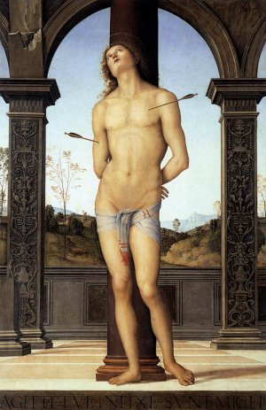 St Sebastian Oil painting by Pietro Perugino