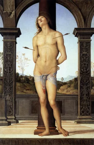 St Sebastian Oil painting by Pietro Perugino