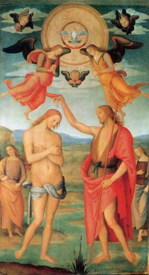 The Baptism of Christ Oil painting by Pietro Perugino