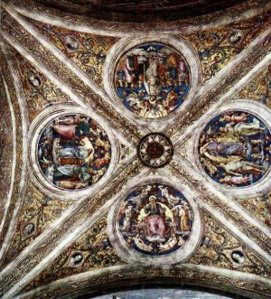 The Ceiling with Four Medallions Oil painting by Pietro Perugino