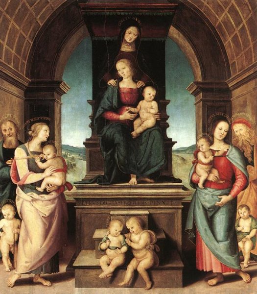 The Family of the Madonna by Pietro Perugino - Hand-Painted Oil Painting Reproduction