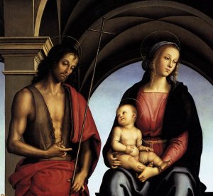 The Madonna Between St John the Baptist and St Sebastian by Pietro Perugino Oil Painting