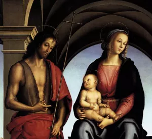 The Madonna Between St John the Baptist and St Sebastian by Pietro Perugino - Oil Painting Reproduction