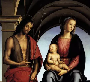 The Madonna Between St John the Baptist and St Sebastian Oil painting by Pietro Perugino