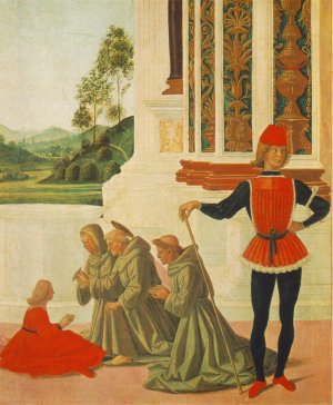 The Miracles of San Bernardino: The Healing of a Mute Detail Oil painting by Pietro Perugino