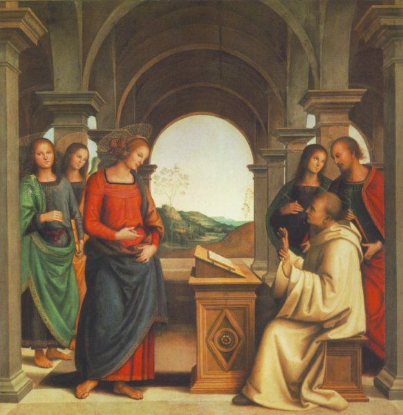 The Vision of St. Bernard by Pietro Perugino - Hand-Painted Oil Painting Reproduction
