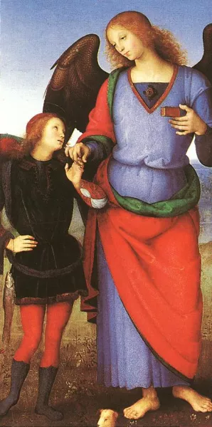Tobias with the Angel Raphael painting by Pietro Perugino