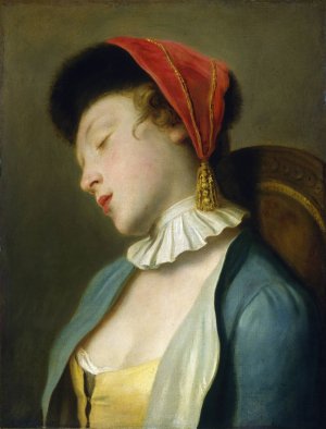 A Sleeping Girl by Pietro Rotari Oil Painting