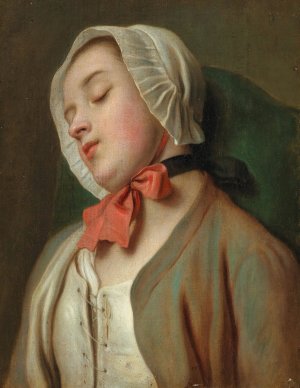 A Young Woman Sleeping In A Chair by Pietro Rotari Oil Painting