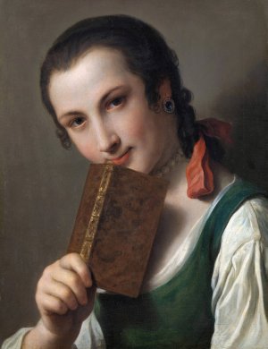 A Young Woman with a Book by Pietro Rotari Oil Painting
