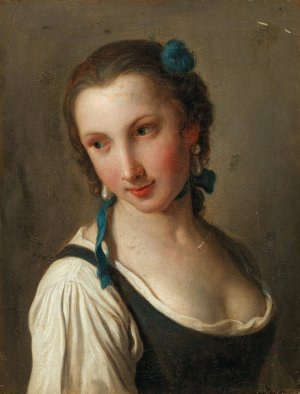 A Young Woman With A Flower In Her Hair by Pietro Rotari Oil Painting
