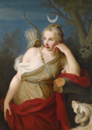 Diana, Goddess Of The Hunt, Leaning Against A Tree by Pietro Rotari Oil Painting